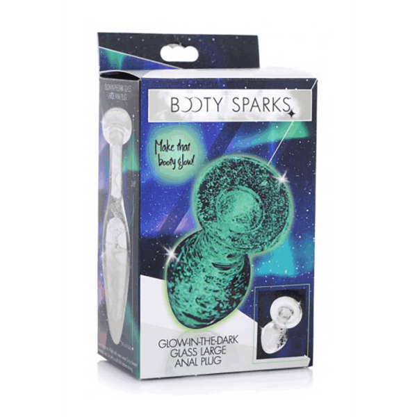Glow-In-The-Dark - Glas Buttplug - Groot - Afbeelding 2