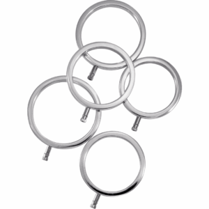 5 pakjes massief metalen cockringenUni-polair ontwerpVerschillende maten om op verschillende delen van de schacht te passen2 mm ingangVereist een ElectraStim-stimulator om te werken/