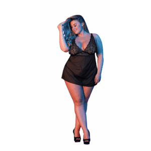 Deep-V neckCombination Lace and MeshRomatic vibeStretchy2PC Set/
