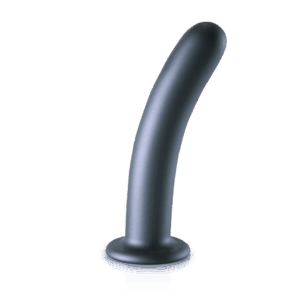Smooth Silicone G-spot DildoStrong suction cup and beautiful metallic colorPremium silicone and liquid silicone dildosExtra soft and flexible feelPairs perfectly with the Ouch Strap-on Panties/
