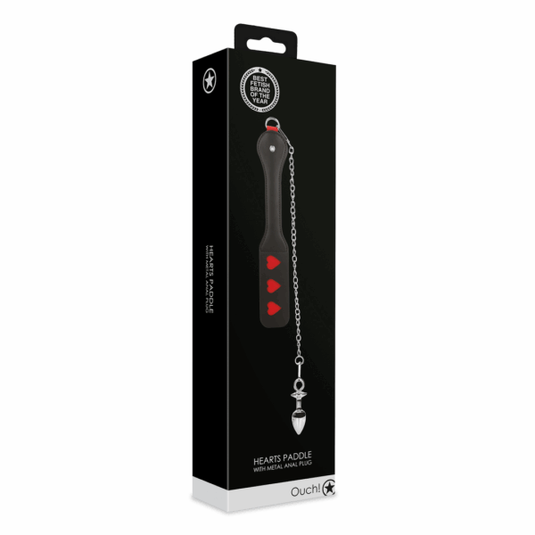 Harten Paddle met Metalen Anaal Plug - Zwart - Afbeelding 2