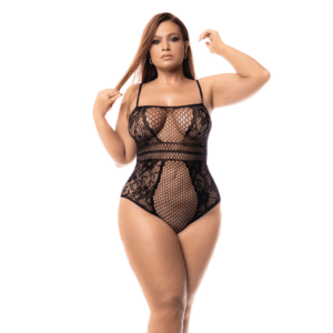 Visnet Bodysuit - Koning Maat - Zwart