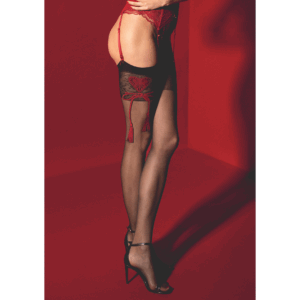 Sensual detailSeductive patternRed bowStockingsReinforced toe/