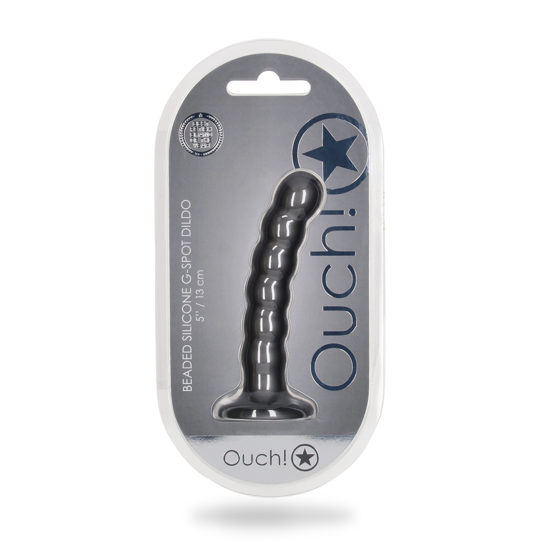 Gekraalde Siliconen G-Spot Dildo - 5'' / 13 cm - Gunmetal - Afbeelding 8