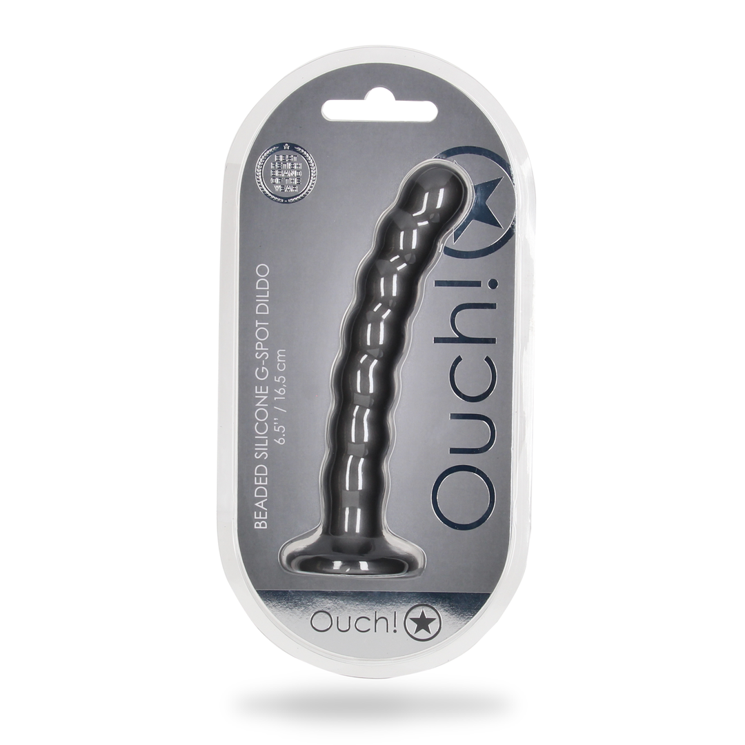 Beaded Silicone G-Spot Dildo - 6.5'' / 16,5 cm - Gunmetal - Afbeelding 8