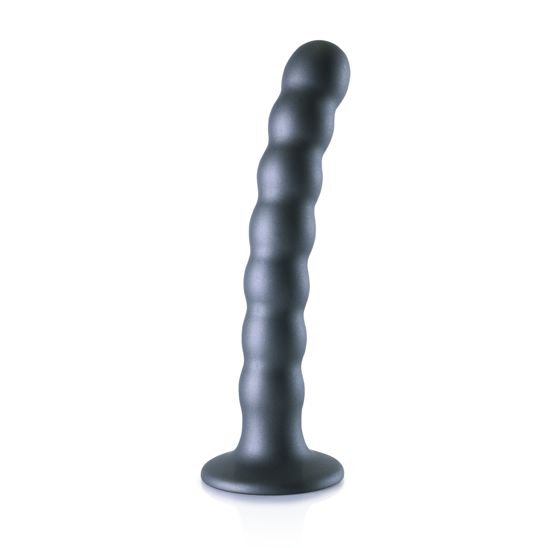 Beaded Silicone G-Spot Dildo - 6.5'' / 16,5 cm - Gunmetal - Afbeelding 9