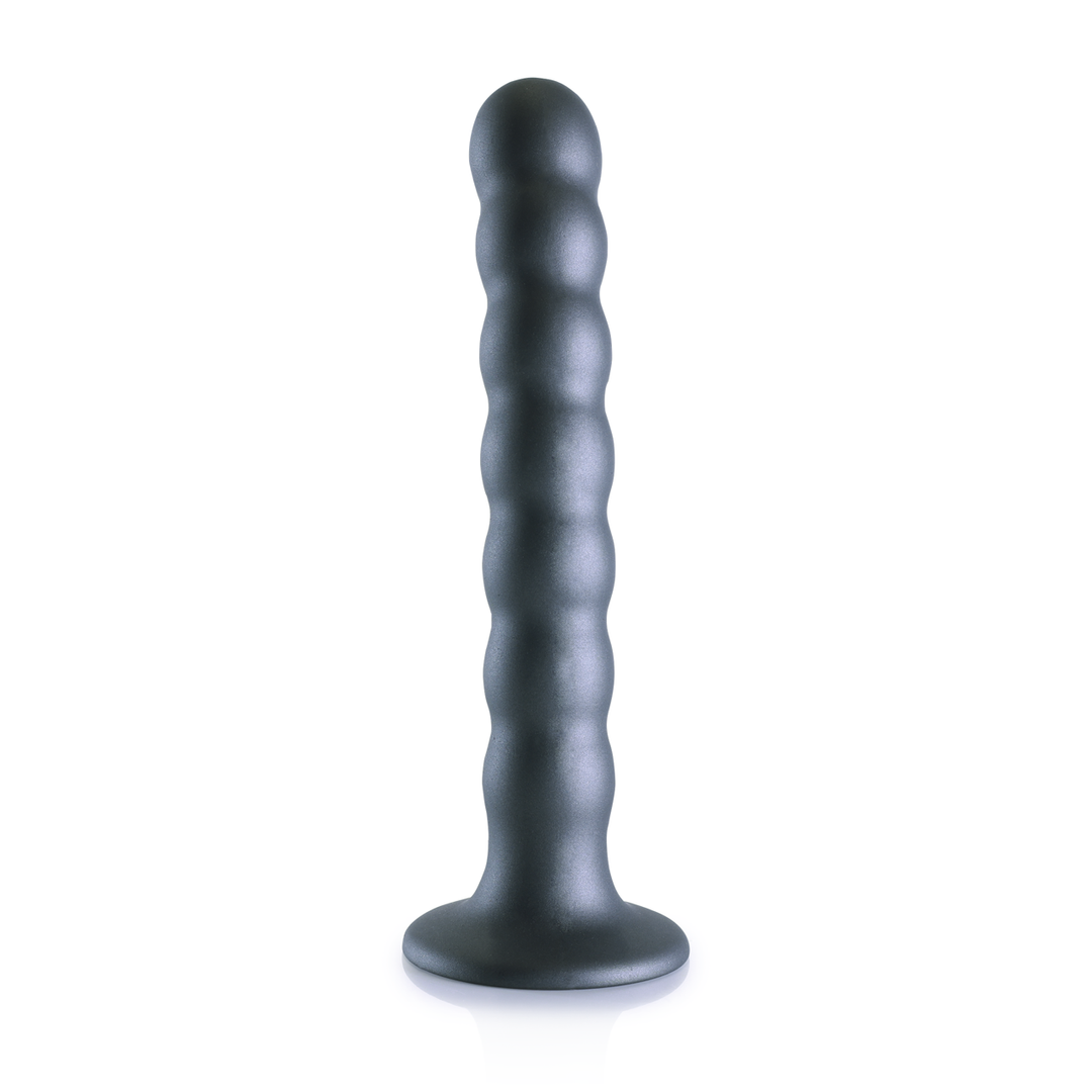 Beaded Silicone G-Spot Dildo - 6.5'' / 16,5 cm - Gunmetal - Afbeelding 10
