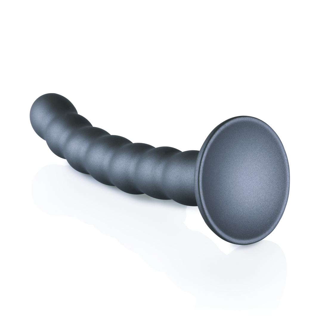 Beaded Silicone G-Spot Dildo - 6.5'' / 16,5 cm - Gunmetal - Afbeelding 11