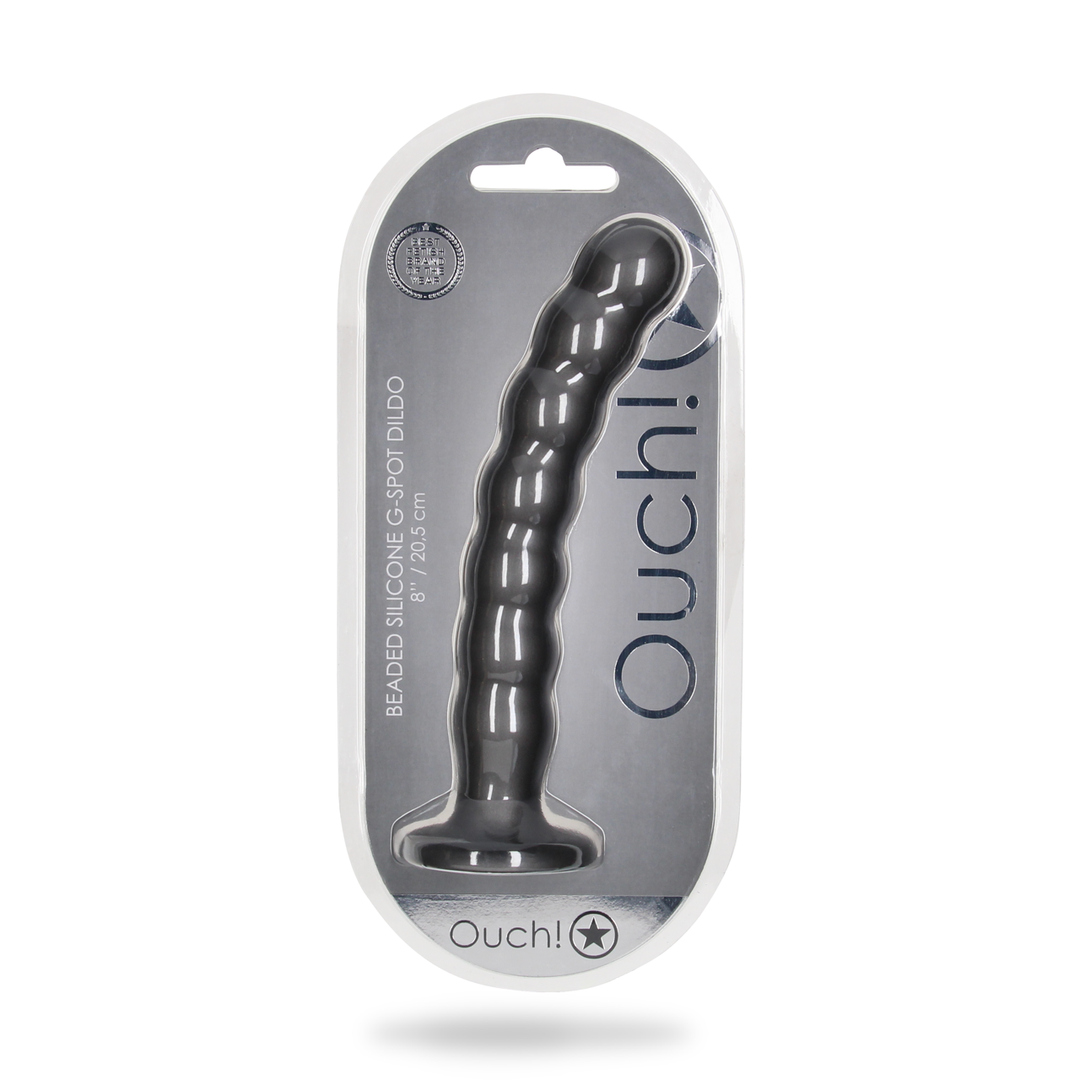 Beaded Silicone G-Spot Dildo - 8'' / 20,5 cm - Gunmetal - Afbeelding 8