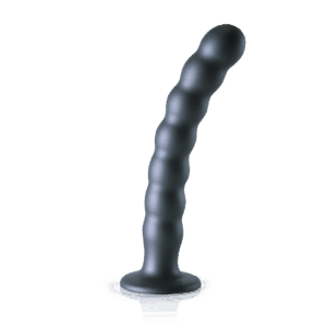 Beaded Silicone G-spot DildoStrong suction cup and beautiful metallic colorPremium silicone and liquid silicone dildosExtra soft and flexible feelPairs perfectly with the Ouch Strap-on Panties/