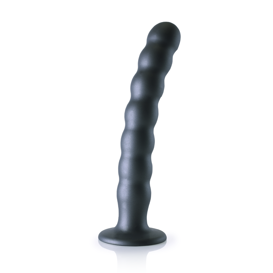 Beaded Silicone G-Spot Dildo - 8'' / 20,5 cm - Gunmetal - Afbeelding 9