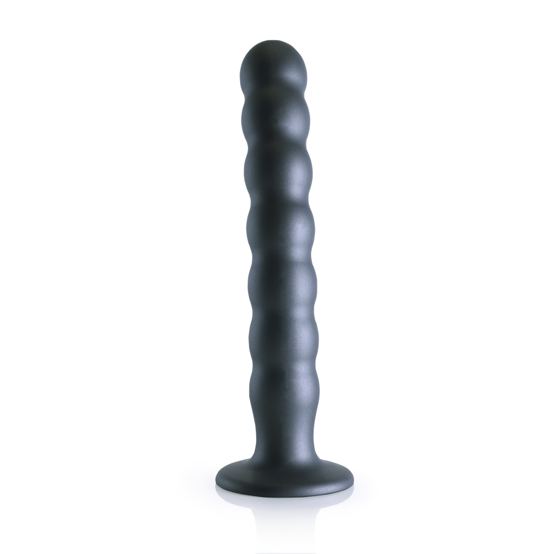 Beaded Silicone G-Spot Dildo - 8'' / 20,5 cm - Gunmetal - Afbeelding 10