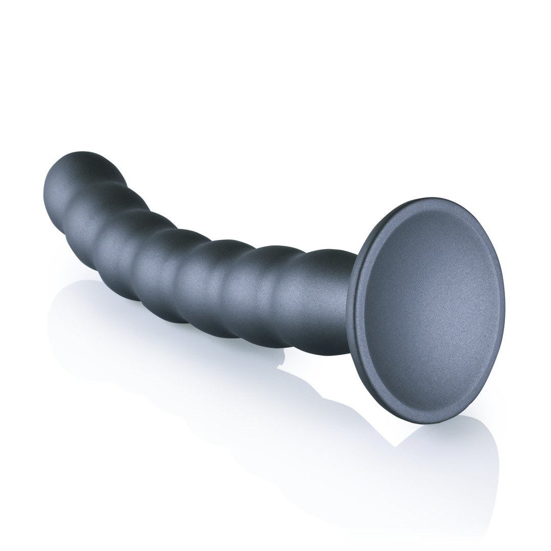 Beaded Silicone G-Spot Dildo - 8'' / 20,5 cm - Gunmetal - Afbeelding 11