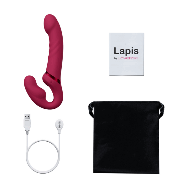 Lapis - App-gestuurde Dubbel Eind Vibrerende Strapless Strap-on - Rood - Afbeelding 7