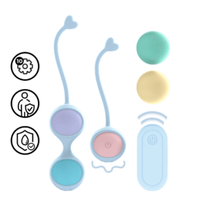 Vibrating and 5 Weight Interchangeable Kegel Kit with Remote Control - Purple