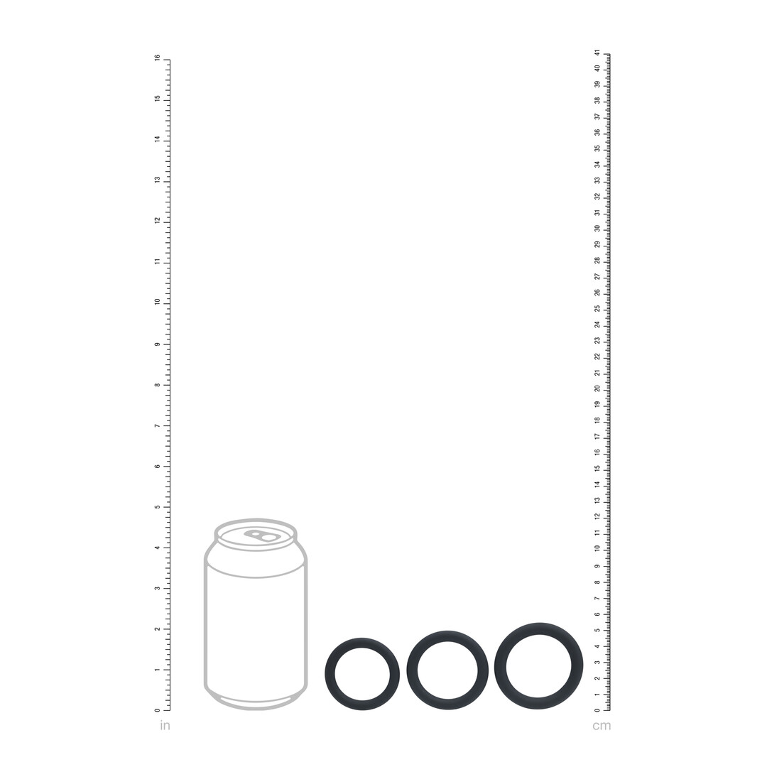 Classic Silicone Cockring Set van 3 - L/XL/XXL - Zwart - Afbeelding 5
