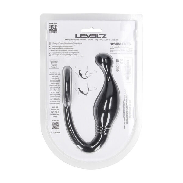 Siliconen Cockring met Prostaatstimulator - L - Zwart - Afbeelding 3