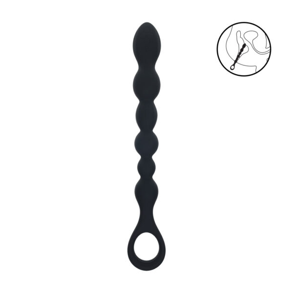 Kralen Slang Silicone Anale Probe met Lus - Zwart