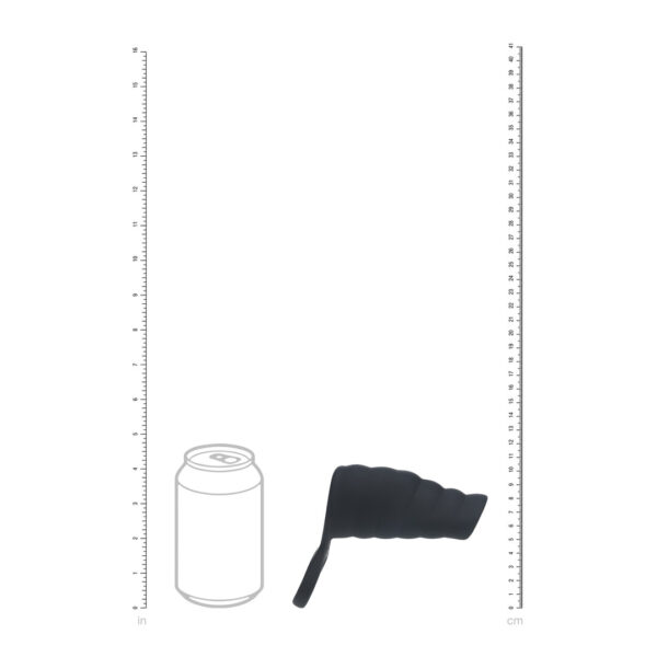 Vibrerende Geribbelde Siliconen Cock Sleeve en Ball Ring - Zwart - Afbeelding 5