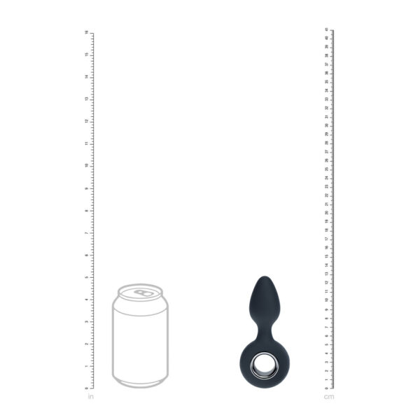 Vibrerende Siliconen Anale Plug met Lus - Zwart - Afbeelding 7