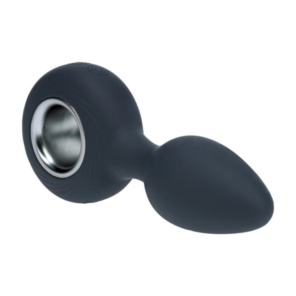 Vibrerende Siliconen Anale Plug met Lus - Zwart - Afbeelding 5