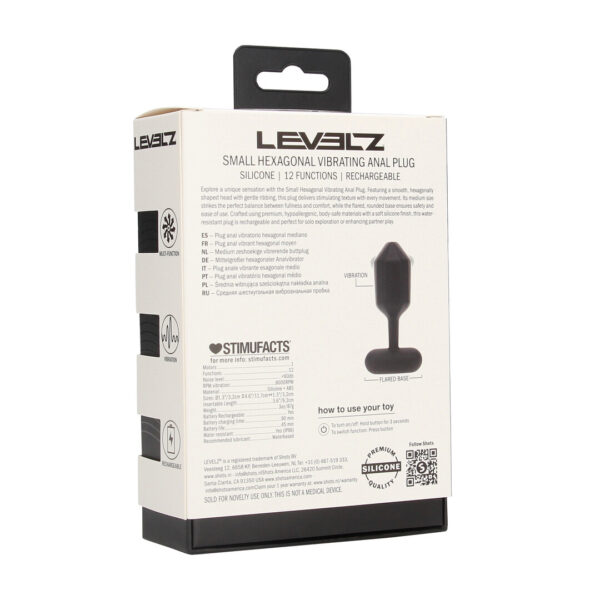 Hexagonale Vibrerende Silicone Anale Plug - S - Zwart - Afbeelding 3