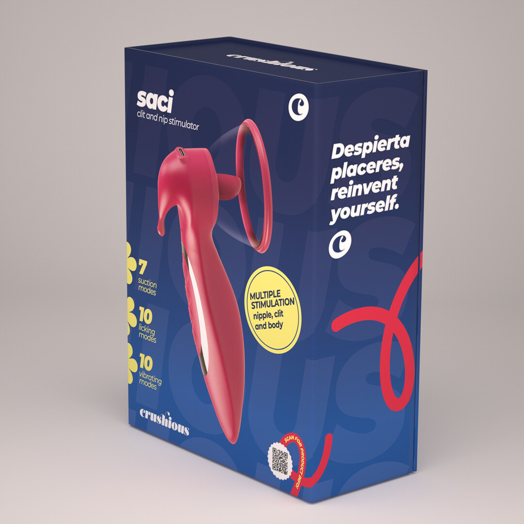 Saci - Clitorale en Tepel Stimulator met Zuiging - Rood - Afbeelding 3