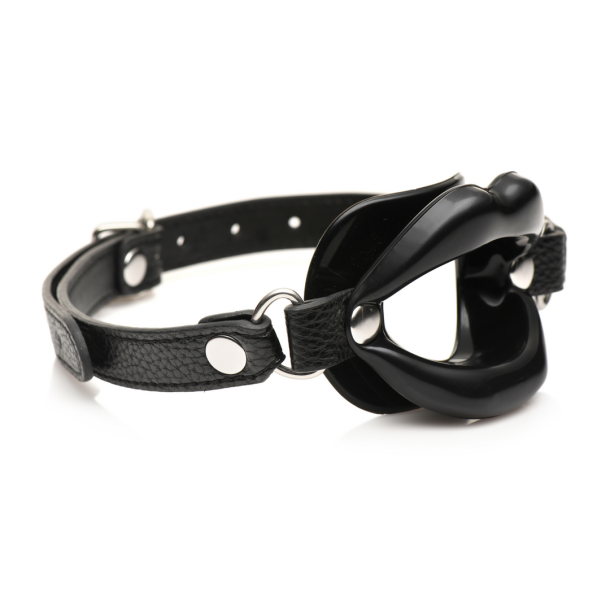 Juicy Lips – Siliconen Open Mond Gag – Zwart
