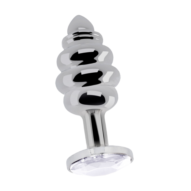 Geribbelde Diamant Plug – 2.8 / 7 cm – Zilver