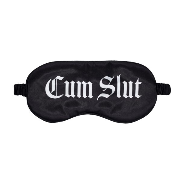 Cum Slut – Gedrukt Satijnen Masker – Zwart