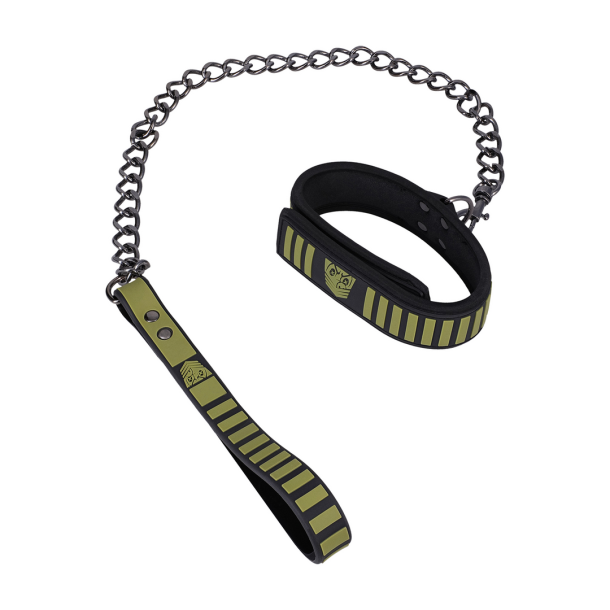 Tactische Halsband en Leash – Zwart/Groen
