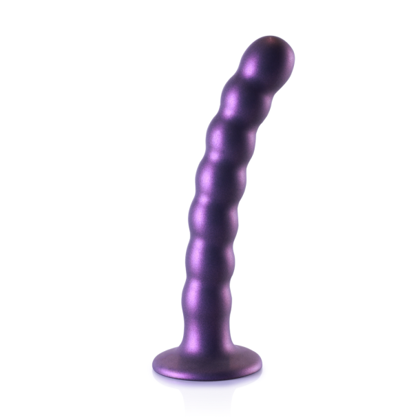 Beaded Silicone G-Spot Dildo – 6,5” / 16,5 cm – Metallic Paars