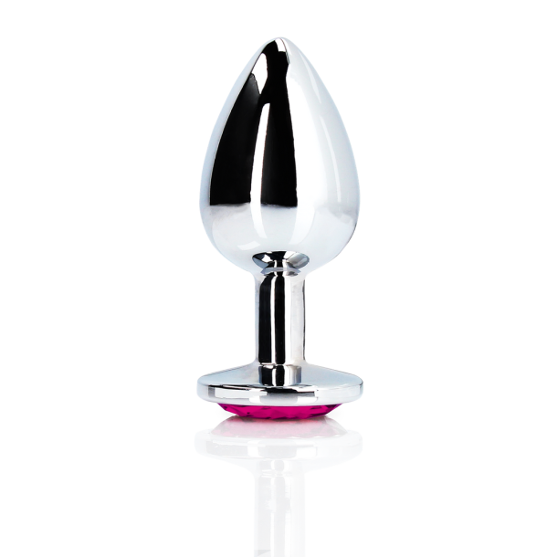 Heart Gem Butt Plug – Medium – Zilver/Rubellite Roze