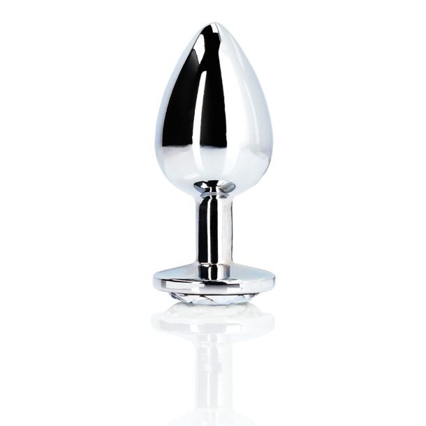 Ronde Gem Butt Plug – Medium – Zilver/Diamant