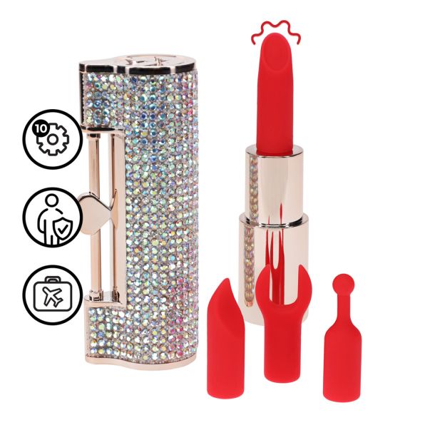 Diamond – Lipstick Vibrator with 4 Attachments – Iridescent