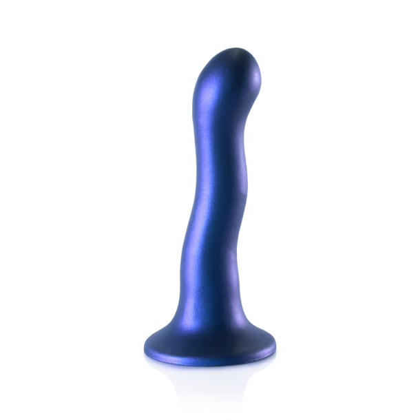 Ultra Zachte Siliconen Curve G-Spot Dildo – 7” / 17 cm – Metallic Blauw
