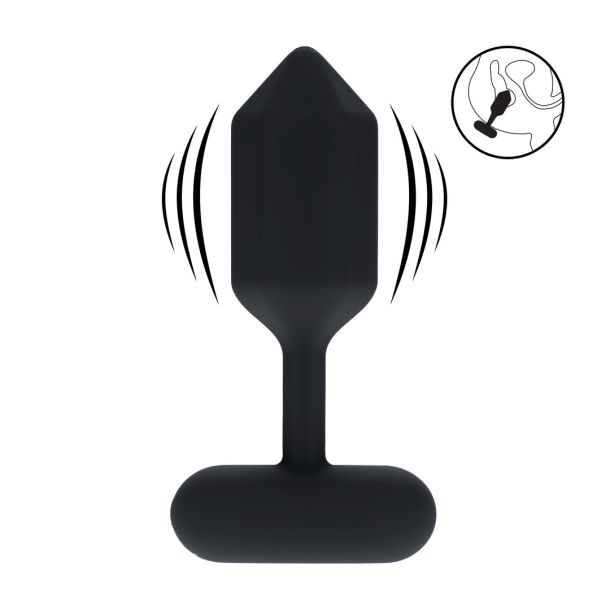 Hexagonale Vibrerende Siliconen Anale Plug – M – Zwart