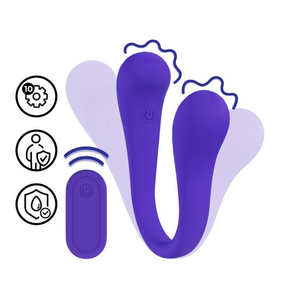 Dubbelzijdige Buigbare Vibe met Afstandsbediening – Paars