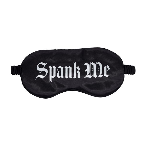 Spank Me – Gedrukte Satijnen Masker – Zwart